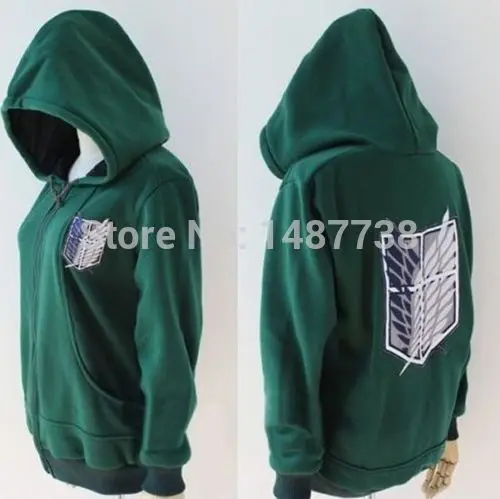 

New Anime Attack on Titan Cosplay Costumes Hoodie Green Black Scouting Legion Hooded Sweatshirts for Unisex