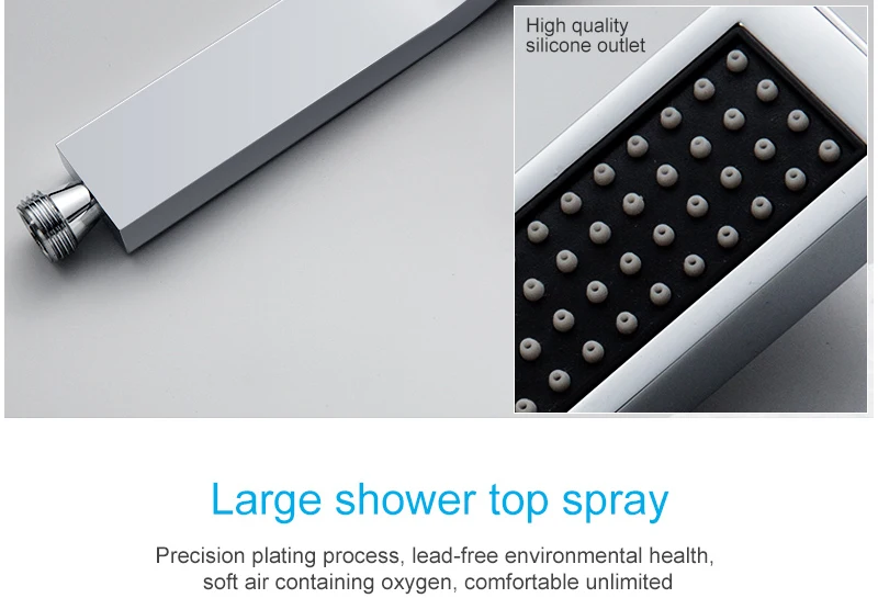 hm Shower System Double Waterfall Rainfall Large Ceiling LED Rain Shower Head Recessed Automatic Color Change Thermostatic Tap (23)