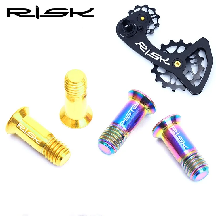

RISK Mtb Bike Rear Derailleur Pulley Bolts Titanium M4*14.2 mm Bike Jockey Wheels Bolts For SHIMANO XTR XT M8000 Bike Parts