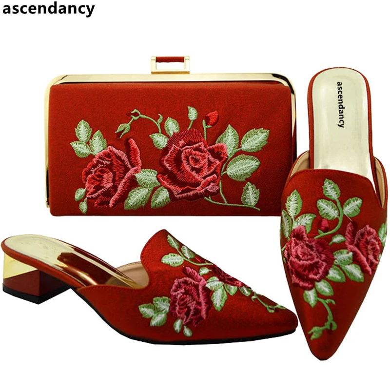 

New Arrival Italian Shoes with Matching Bags for Women Nigerian Women Wedding Party Shoes and Bag Set High Quality Slip-On Party