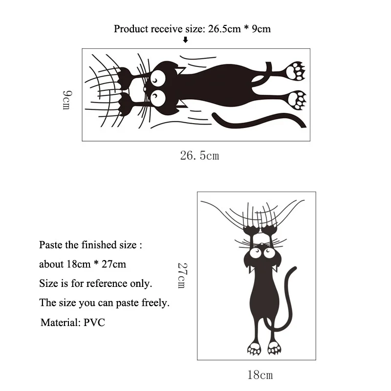Мультфильм кошка скалолазание стены Края стены стикеры украшения дома для детской комнаты Фреска Искусство наклейки Животные двери Стикеры s обои