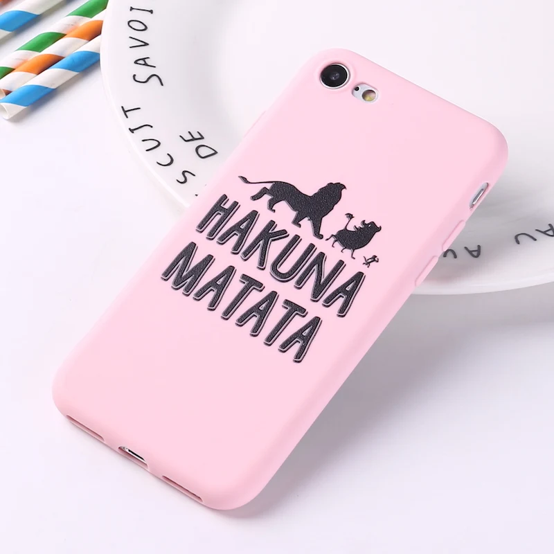 Для iPhone 11 Pro 6S 5S SE 8 8Plus X 7 7Plus XS Max мягкий силиконовый матовый чехол Fundas Coque Cover Lion King Pumba Hakuna Matata