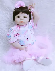 Npkcollection 57 см полный силиконовый корпус Reborn Baby Doll игрушки поддельные для маленькой принцессы для девочек младенцев Кукла Малыш Bebe живые