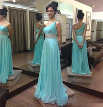 Beaded One Shoulder Chiffon Long Evening Dress 2019 robe de soiree formal dress Evening Gown crystal Floor Length Prom dresses grace karin evening dresses long one shoulder floor length chiffon formal prom dress gowns robe de soiree longue 2018