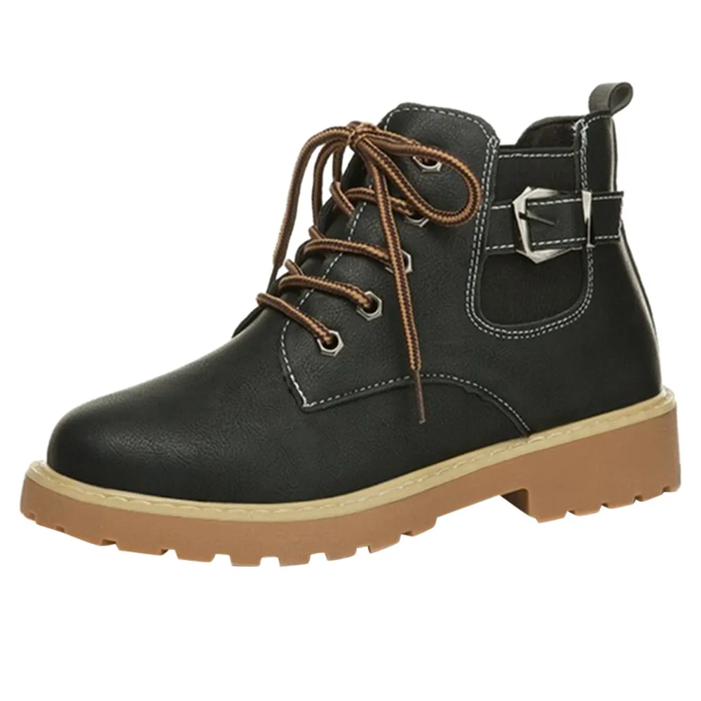 

Fashion Women's boots women high heel Strap Low Heels Martin Ankle Boots leather boots women martin #g10
