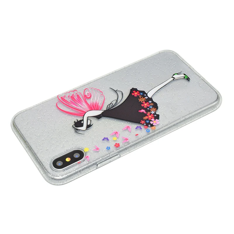 Cute cartoon glitter silicone case iphone x (20)