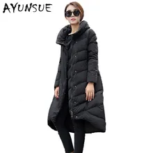 Европейский пуховик, зимняя куртка, Женская Длинная свободная куртка размера плюс XXXL, парка со стоячим воротником, ультра теплое манто, Женское пальто с стоячим воротником XC025