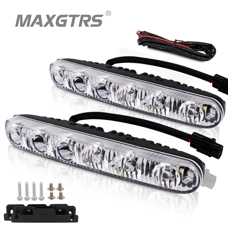 

2x High Power DRL 6 Led 18W Led Car Light Source Waterproof DC12V White/Ice Blue With Amber Turn signal Car Styling With Remote