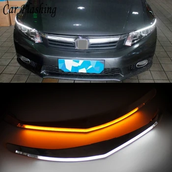 

Car flashing 2PCS For Honda Civic 2011 2012 2013 2014 2015 Car Headlight Eyebrow Turn Signal 12V DRL LED Daytime Running Light