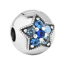 DIY подходит для пандоры бусины браслеты яркая звезда клип шармы с multi-colore CZ 925 пробы-серебро-ювелирные изделия