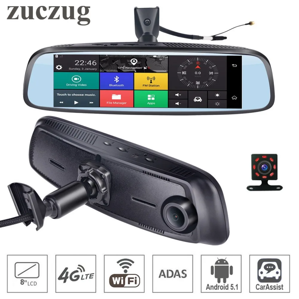 

ZucZug 8" 4G Touch IPS Special WIFI Car DVR Camera Android RearView Mirror Dash Cameras Dual Lens GPS Bluetooth ADAS Car Assist