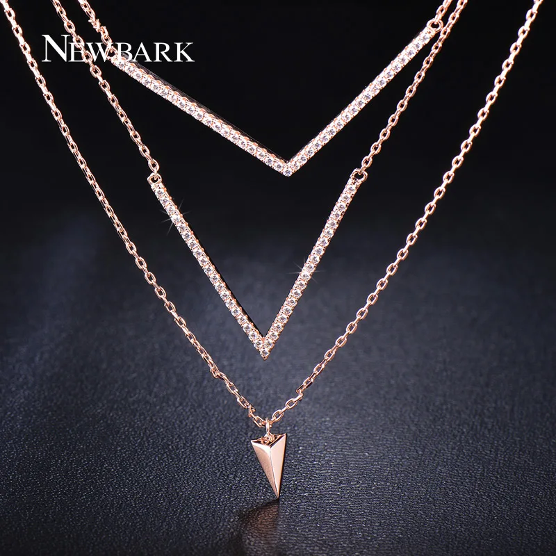 font b NEWBARK b font Double V Shape font b Necklace b font Rose Gold