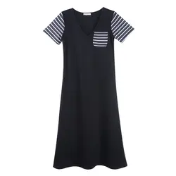 Neatie kiddie/женская ночная рубашка в полоску с коротким рукавом в стиле пэчворк, платья для сна, Женская прямая свободная повседневная домашняя