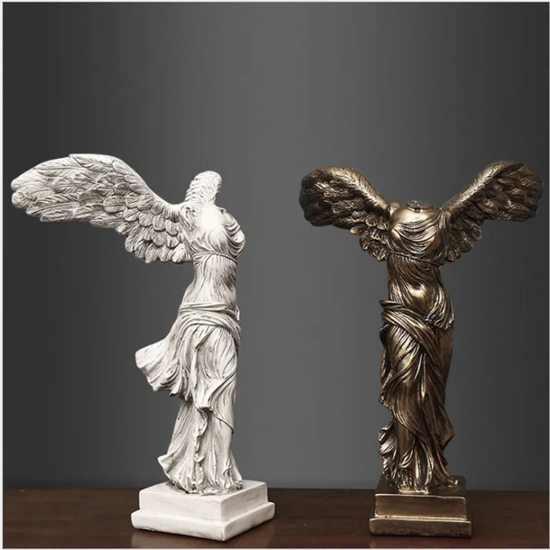 

Victory Goddess Sculpture Ancient Greek Statue Vintage Abstract Figurines Resin Craftwork European Home Decorations