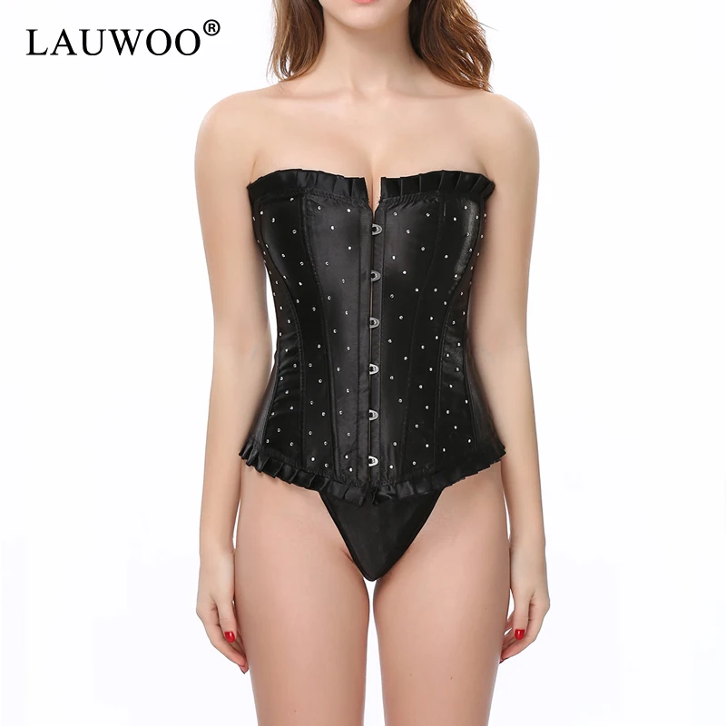 LAUWOO Women Corset with G string Everyday Waist Slimming Appliques