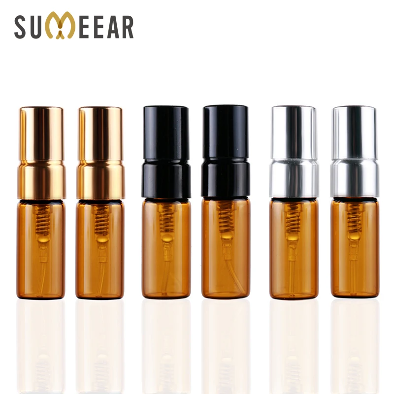 

100 Pieces/Lot 3ML Refillable Perfume Bottle Empty Spray Bottle Amber Essential oil Bottles Atomizer Cosmetic Container Travel