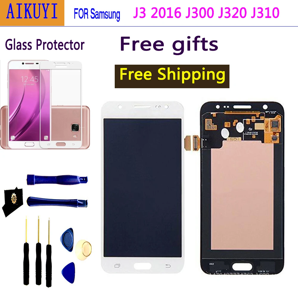 AMOLED для Samsung Galaxy J3 J320 LCD 2016 J320F J320M ЖК-дисплей дигитайзер сенсорного экрана рамка