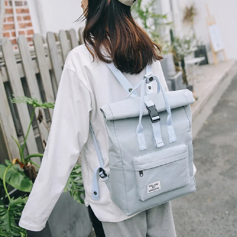 Летний корейский ulzzang Мода буквы большой емкости Холщовая Сумка Женский шикарный Harajuku японский сплошной цвет женский рюкзак