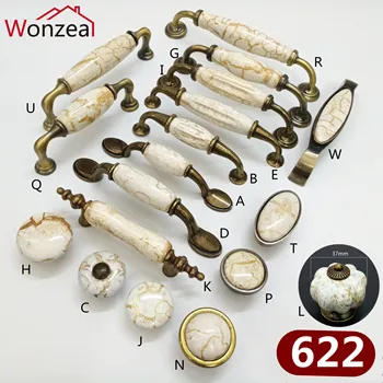 Antique Furniture Ceramic Knobs and Handles Marble Cabinet PUlls for Kitchen Cupboards Cabinet Door knobs Drawer Pulls