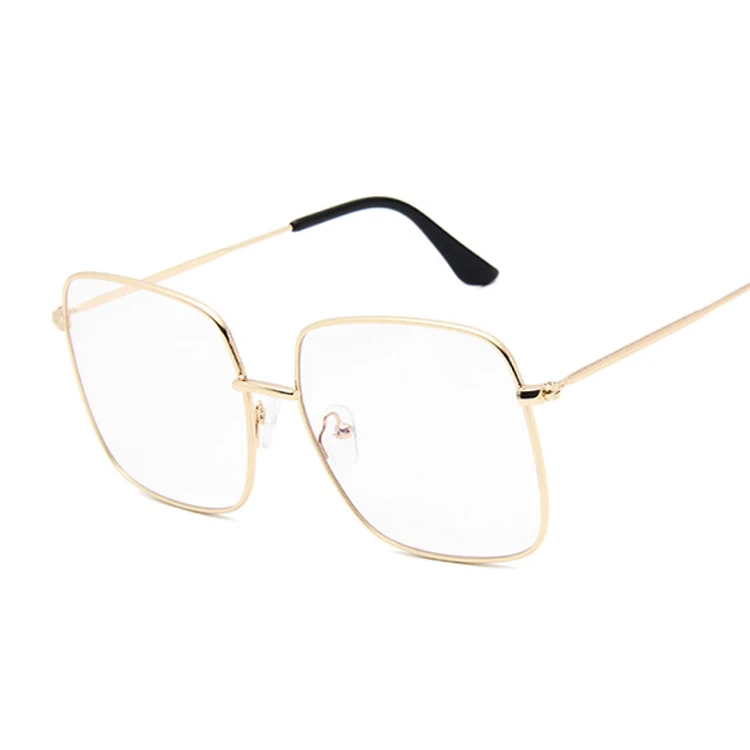 Ретро большие квадратные солнцезащитные очки для женщин, винтажные брендовые оттенки, прогрессивные металлические цветные солнцезащитные очки для женщин, модные дизайнерские солнцезащитные очки - Цвет линз: GoldTrans