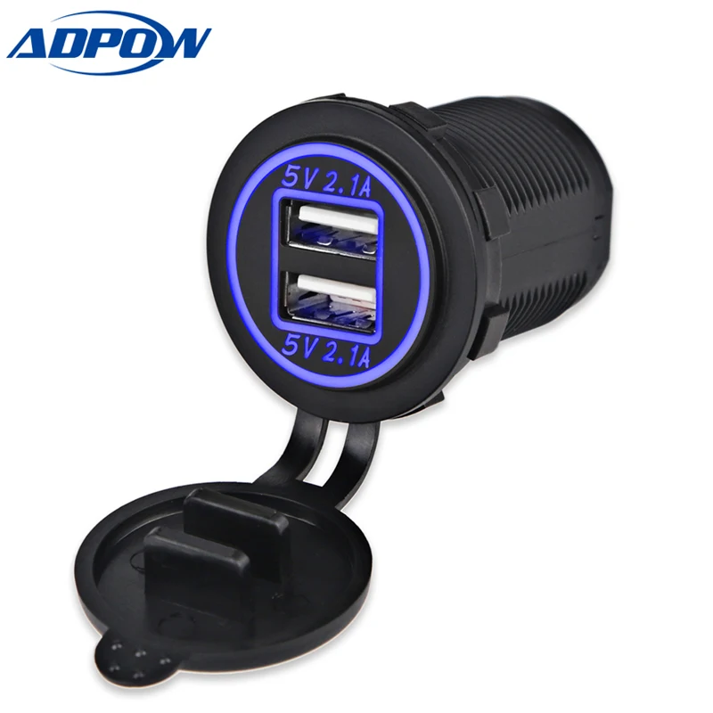 

12-24V 4.2A USB Car Charger for Motorcycle Auto Truck ATV Boat LED Dual USB Car Charger Power Adapter Outlet Power Car Socket