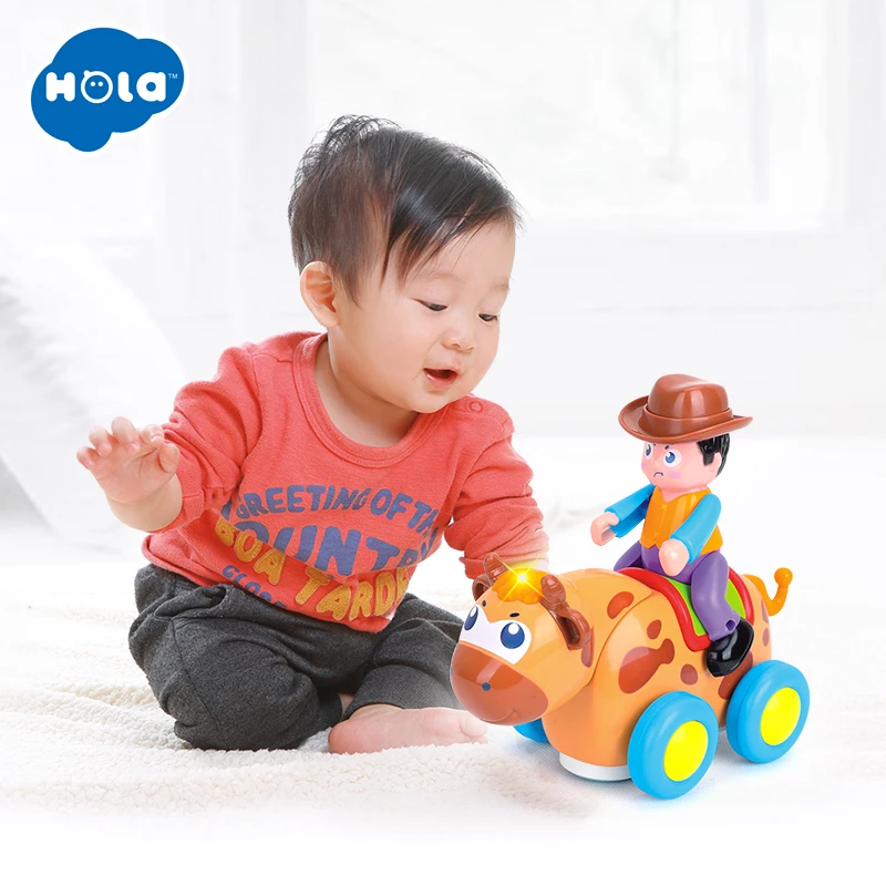 HUILE لعب 838B البرية مصارعة الثيران ألعاب الأطفال سعيد سباق مع الموسيقى و أضواء الاطفال الزحف التصميم لعبة للأطفال 18 شهر +