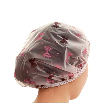 

10PC Color Random Dot Waterproof Shower Cap Thicken Elastic Bath Hat Bathing Cap for Women Hair Salon Bathroom Products