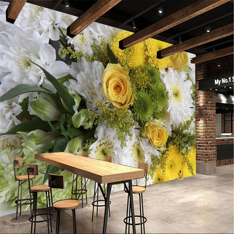 

Large Painting Home Decor HD Daisy Rose Flower Murales De Pared Wallpaper Hotel Background Modern Mural for Living Room cafe