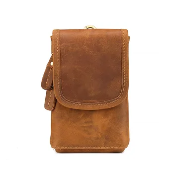 

Genuine Leather men bag crazy horse leather suede leather retro male waist bag mobile phone bag portable waist bag Casual purse