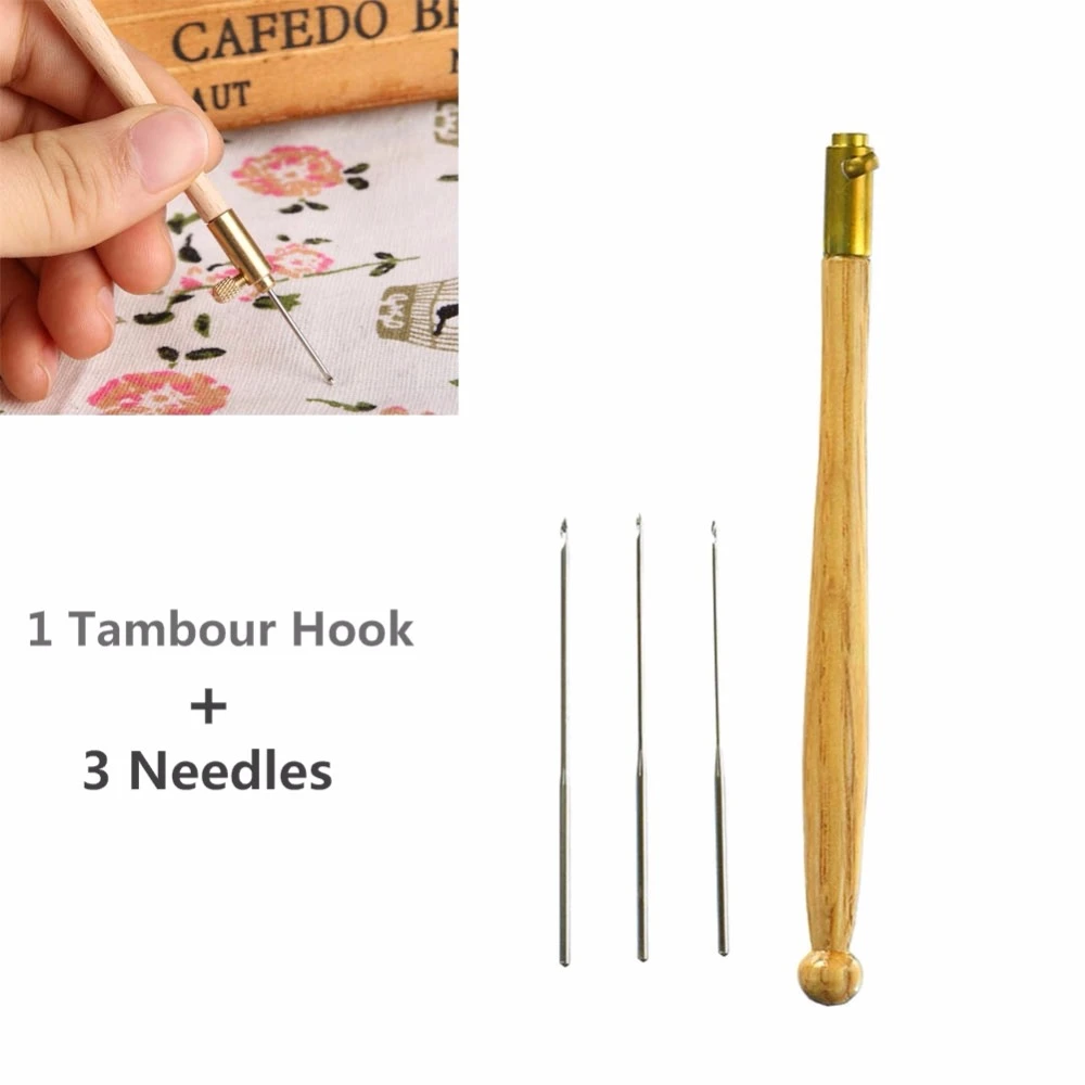 Tambour Hook+3 Needle 70/90/100 Embroidery Tool Sequins Bead Neddle Tools Set Tambour Hook+3 Needle 70/90/100 Embroidery Tool Sequins Bead Neddle Tools Set