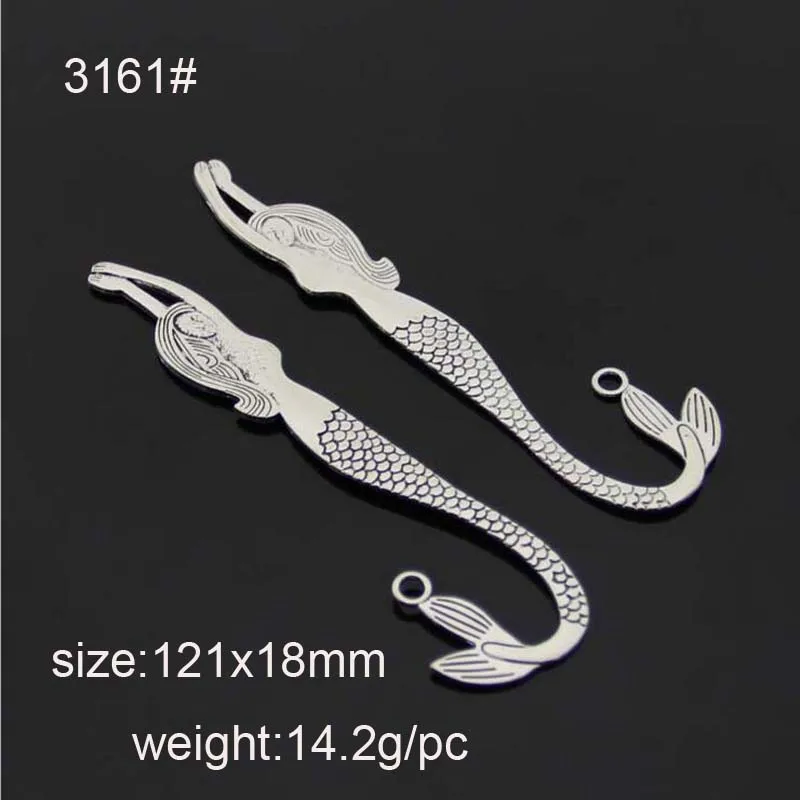 

20PCS/Lot 121*18mm Antique Silver Charms Double Sided Mermaid Bookmarks Pendants Jewelry
