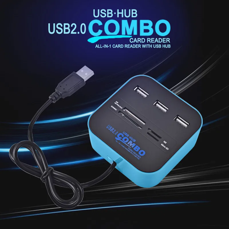 

iMice USB HUB 2.0 Multi USB Splitter 3 USB Multiple Port Expander 4 Card Reader All In One Combo Multiport Hab for PC