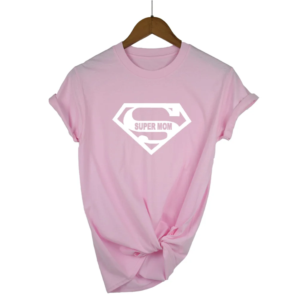 Хлопковая футболка для матери на День Женщины Harajuku Kawaii супер футболка "Мама" Досуг Удобная Мода Эстетическая Милая футболка - Цвет: Pink-W