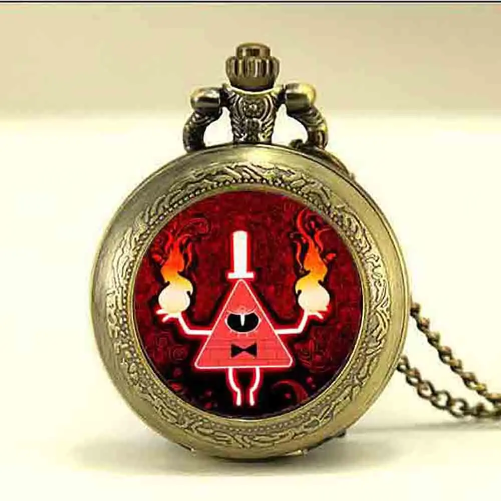 

Mens pocket watch Gravity Falls BILL CIPHER clock silver Steampunk Pendant Necklace doctor who locket 1pcs/lot cosplay mabel toy