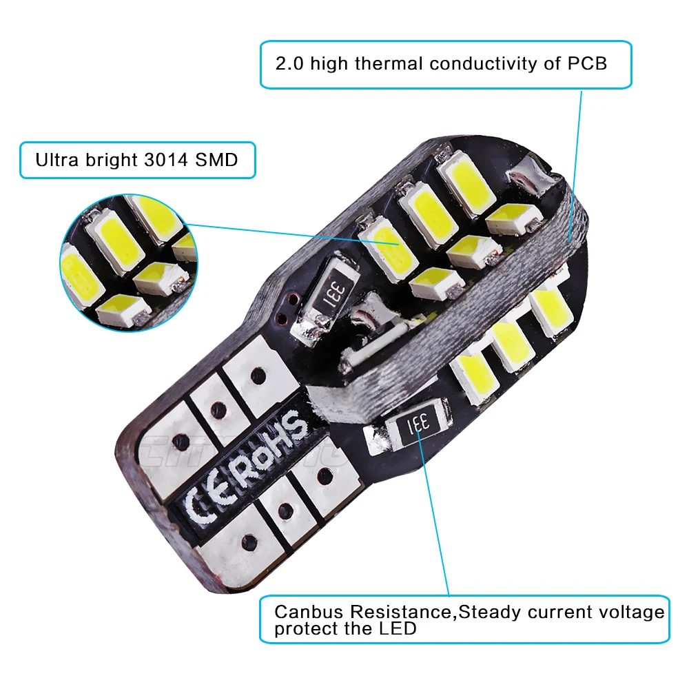 50 шт./лот t10 светодиодный canbus Белый свет W5W T10 24 светодиодный 3014 smd без Ошибок t10 24SMD светодиодный автомобилей canbus Автомобильный источник света автомобиля для укладки волос