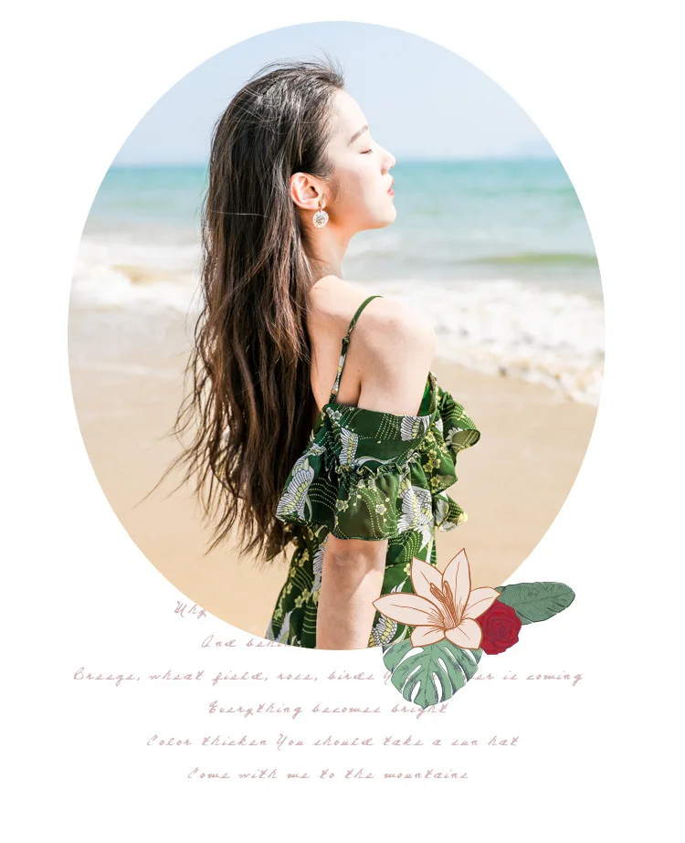 TANG 2019 New Arrival Summer Chiffon Tight Dress Deep V-Neck Floral Print Mini Dress Slim High Waist Beach Dress (7)