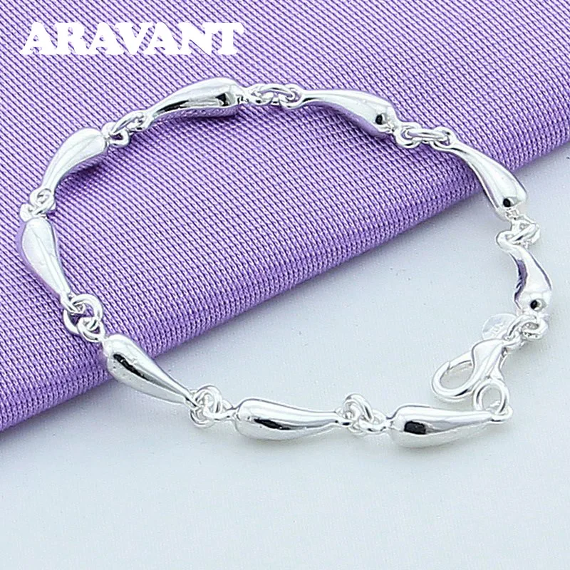 

New Arrival 925 Silver Jewelry Full Water Drop Chains Bracelets For Women Wedding Jewelry