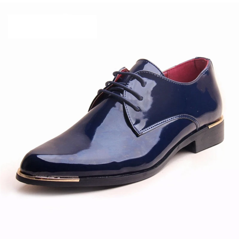 

Men Dress Shoes Super Fashion Bright Patent Leather Men Oxford Shoes Low Top Men Wedding Shoe Retail Chaussure Homme