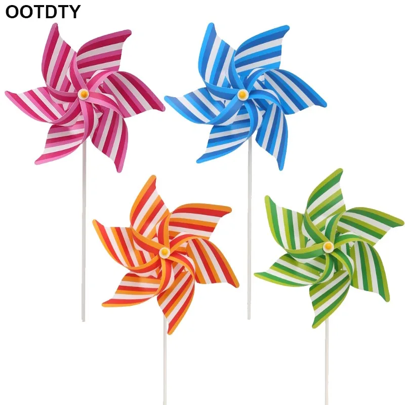 

Striped Windmill Wind Spinner Home Garden Yard Decoration Kids Children Toys