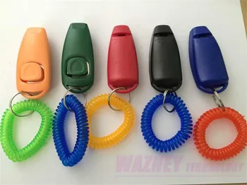 

300pcs/lot*PET click trainer Dog Training Clicker & Whistle Combination Trainer repeller Aid with wrist strap