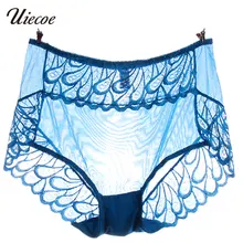 UIECOE Women Sexy Lace Floral Panties Briefs Low Rise Purple Blue Underpants Lingerie Underwear Women Clothing XL-3XL