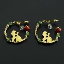 Красивые и чудовищные серьги, каффы для ушей, Belle, косплей, ювелирные изделия, розовые серьги-гвоздики, сказочные, фильм, викторианские украшения, 3 стиля