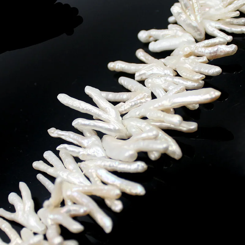 

Free Shipping 20-30mm Jewelry Making Talon Shape Natural Freshwater White Pearl Beads Strand 15