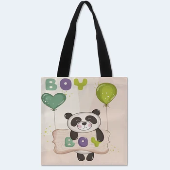 

Custom Cartoon panda printing shoulder bag canvas tote bag shopping travel bags book handbag custom logo