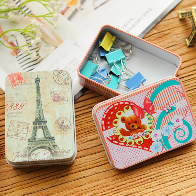 

New Cute Cartoon Debris Storage Box Vintage Mini Tin Box Jewelry Card Small Iron Box Accessories Sundries Container V3380