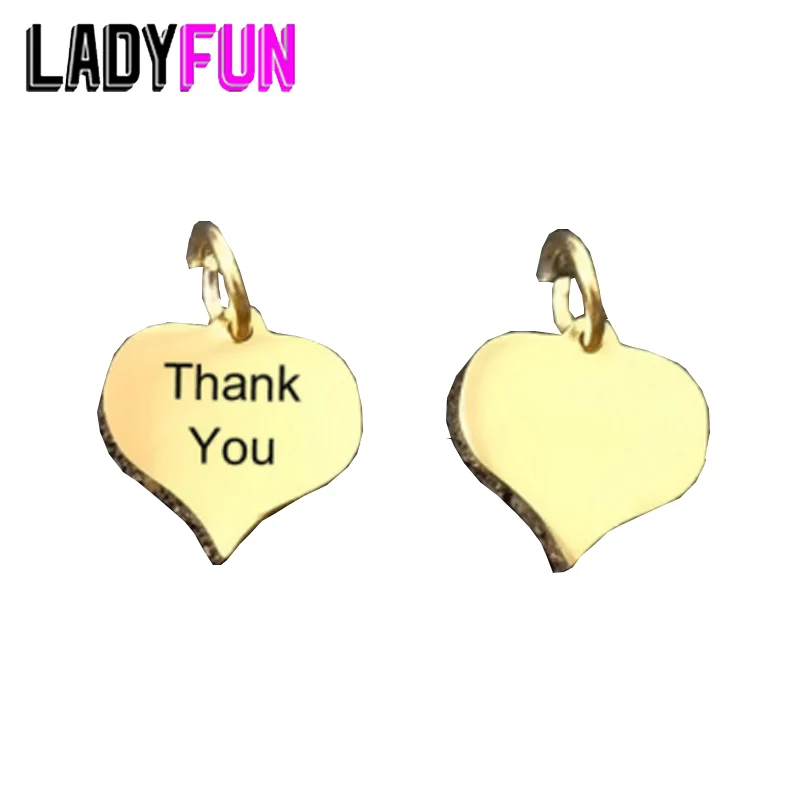 

Mini Heart 8*8mm Stainless Steel Tag Thank You Charms For Diy Teacher's Gifts Jewelry Making