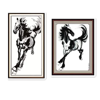 

Flying horse black and white color animal pattern cross stitch, dmc embroidery embroidery cloth hand-stitched wall stickers