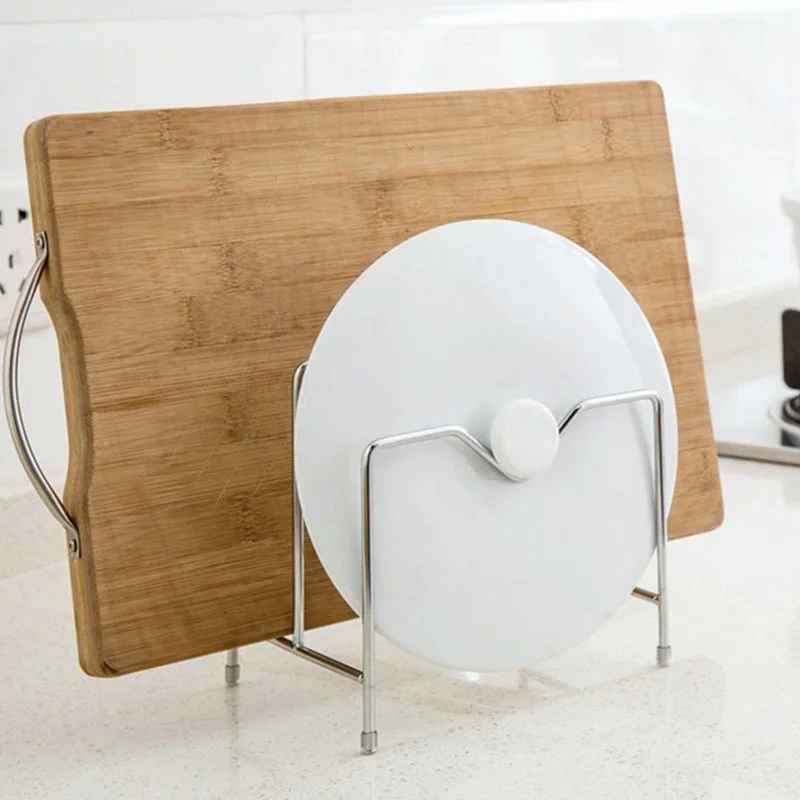 

1pc Storage Rack Plate Cup Lid Stand Organizer Lightweight Stainless Steel Kitchen Durable