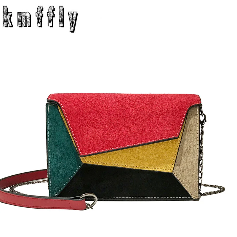 

Hot Sale Fashion Quality Leather Patchwork Women Messenger Bag Female Chain Strap Shoulder Bag Small Criss-Cross Ladies Flap Bag