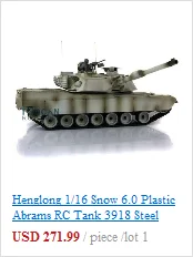 Henglong 1/16 снег 6,0 Abrams rc Танк 3918 360 револьверная отдача ствола металлический трек TH12973